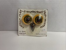 Vintage Owl Eyes Beak O'Henry Ceramic Beads Crafting 70  s Yellow Green Macrame