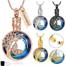 Butterfly Urn Necklaces for Ashes Crystal Circle Ash Urn Jewelry for Human / Pet