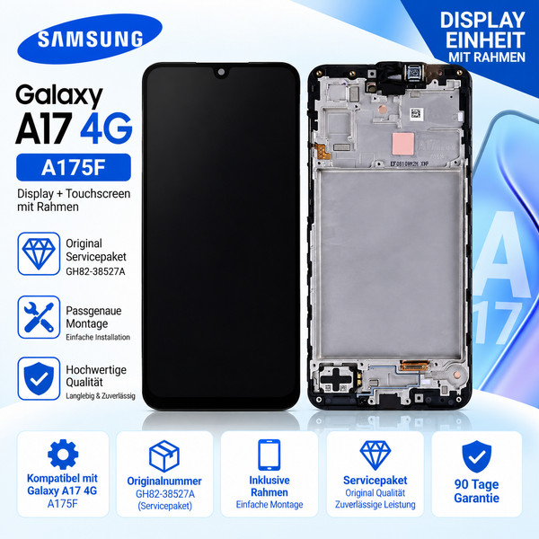 Samsung Galaxy A17 A175F Display Super Amoled Rahmen Schwarz Service Pack-image