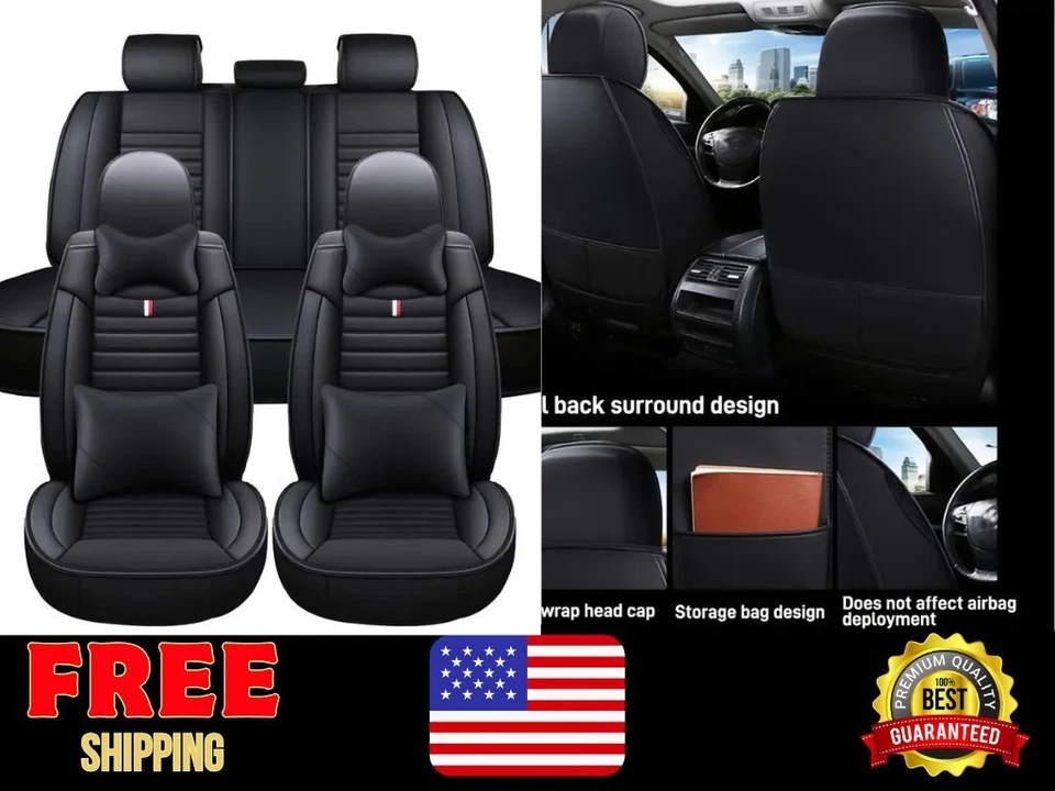 Juego completo de funda de asiento de coche de lujo de cuero para todos BMW ajuste personalizado delantero trasero Foto 2 de 4
