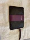 Corner Zip Wristlet In Signature Canvas With Stripe/ Purple and Brown  — photo 2