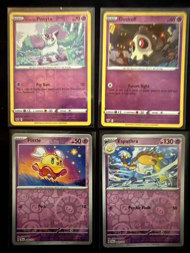 Pokemon Psychic Reverse Holo Card Lot Galarian Ponyta Duskull Flittle Espathra x