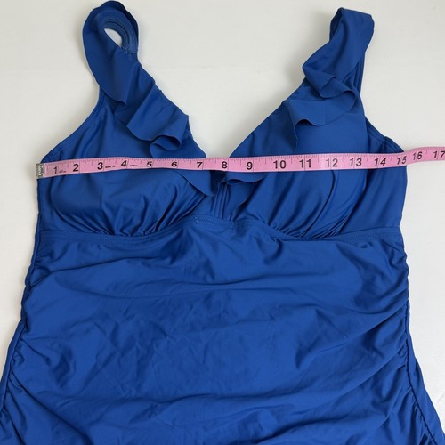 DKNY Tankini Top Womens Size Large Blue Ruffle Swim NWT NEW - Picture 7 of 9