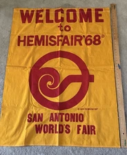 Rare 1968 Worlds Fair Hemisfair in San Antonio Texas Banner/flag