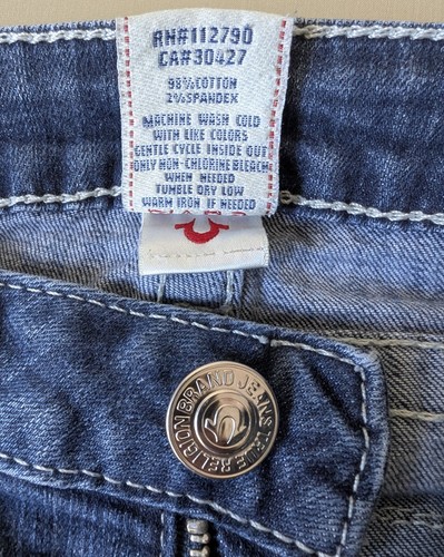 Y2K True Religion Becky Low Rise Straight Jeans Sz 28 Rainbow Super T Flap USA - Picture 14 of 14