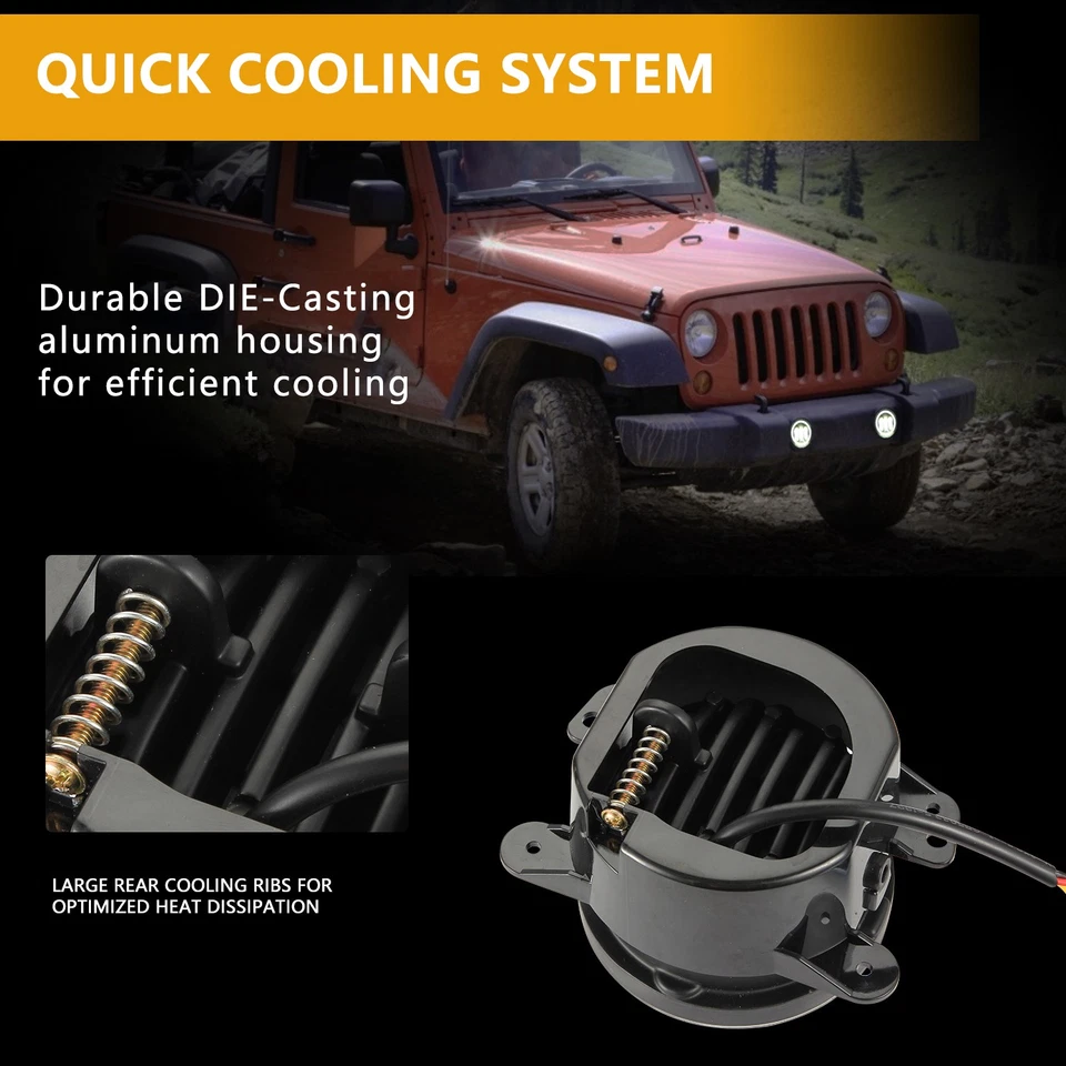 4 Inch Round LED Fog Lights Kit For Chrysler PT Cruiser 2006 2007 2008 2009 2010 - Image 4 of 4