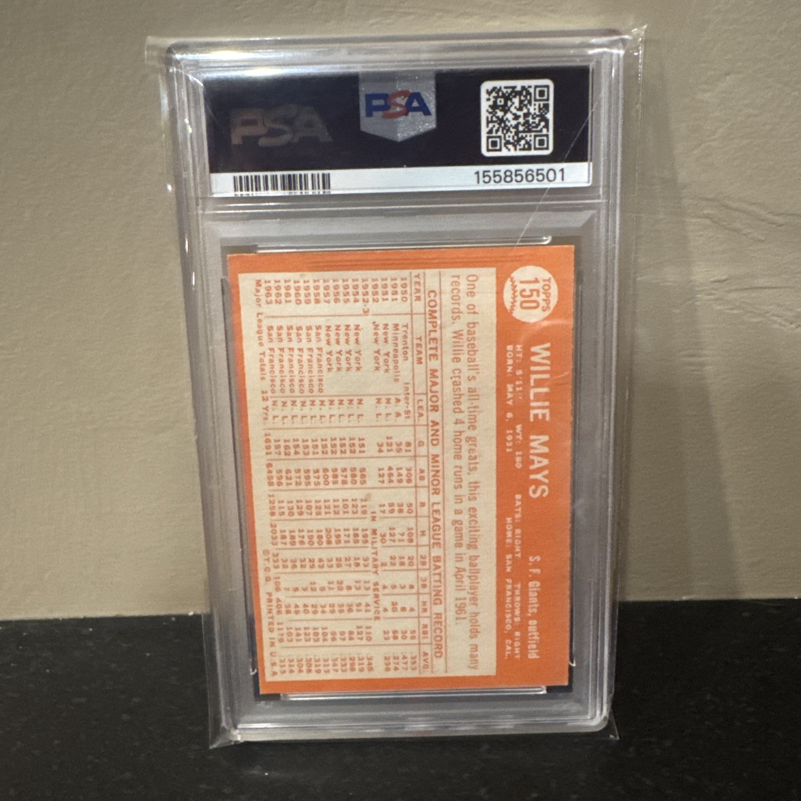 1964 Topps - Willie Mays #150 PSA 3 view 2