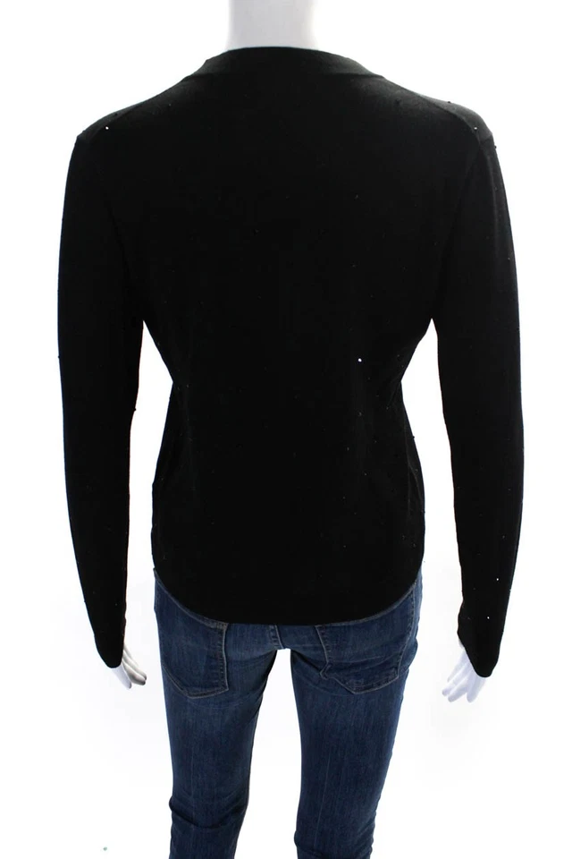 Suéter Minnie Rose para mujer cuello redondo cristal tachonado negro talla pequeña Foto 3 de 4