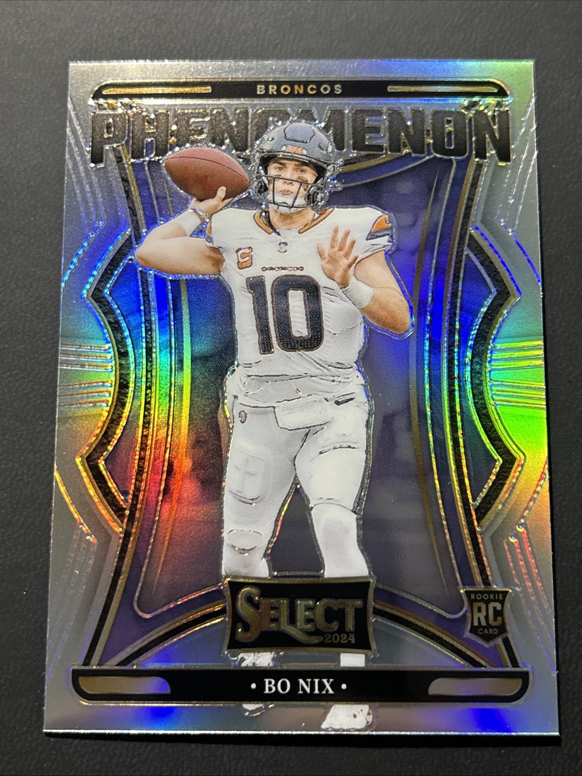 2024 Panini Select Bo Nix Silver Phenomenon Rookie Card Denver Broncos