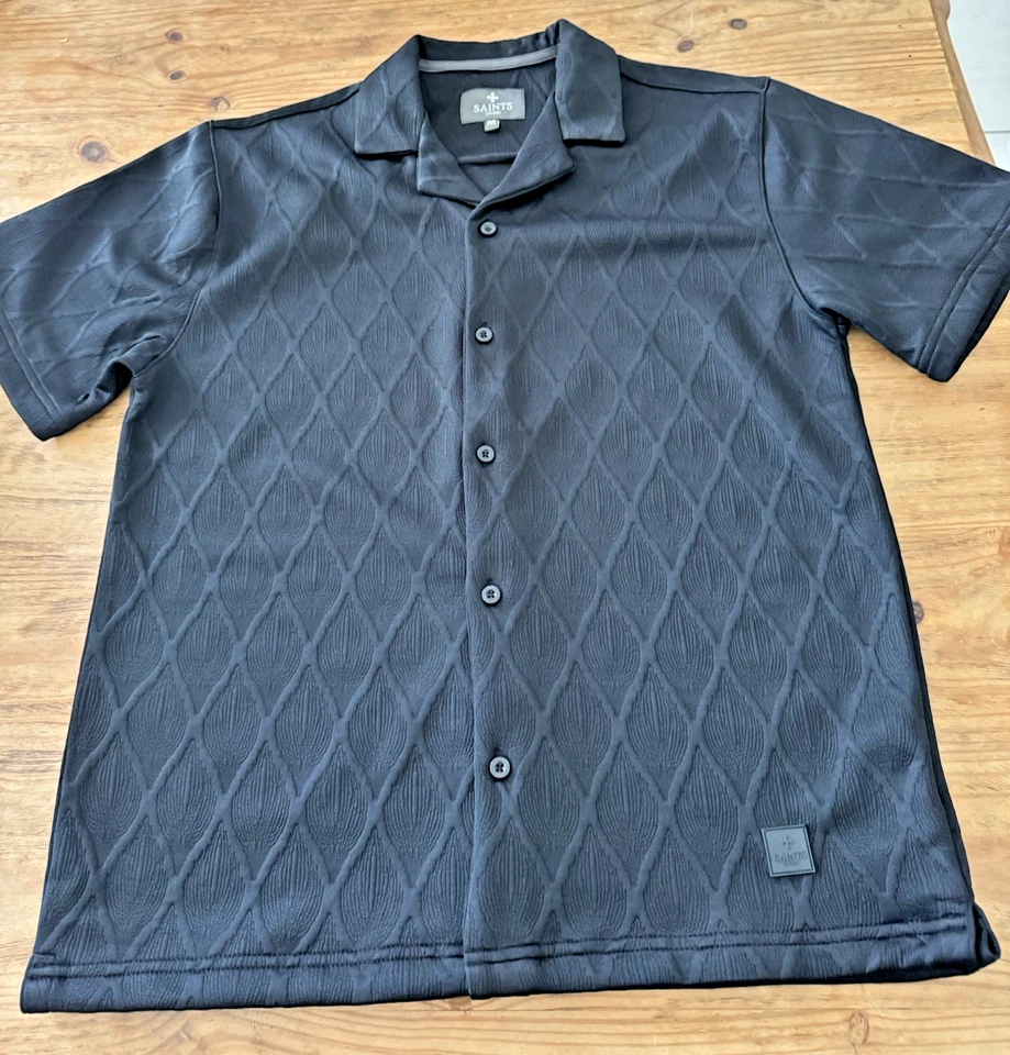 SAINTS Studio Hombre Manga Corta Abotonada Talla M Negro Foto 4 de 4