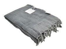 Stonewashed Turkish Throw Blanket - 100 Organic Large Charcoal 80" X 48" 
