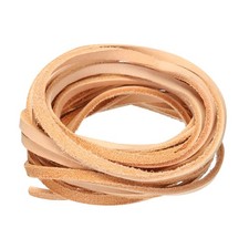 3.3 Yards 4mm Flat Leather Cord Leather Lacing Strips for DIY Crafts Pure Brown