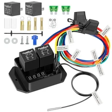 Digital Dual Electric Fan Controller Switch Kit 12V Adjustable Thermostat Relay