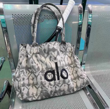 ALO YOGA Gray Tie Dye Large Canvas Tote Bag Gym Travel Carry-on