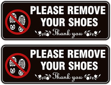 2PCS Please Remove Your Shoes Sign, Self-Adhesive Durable No Shoes Sticker for H