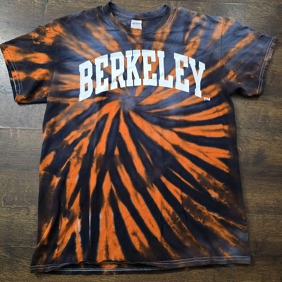 Berkeley Shirt Mens M Orange Black Tie Dye College Graphic Tee Gildan T-Shirt