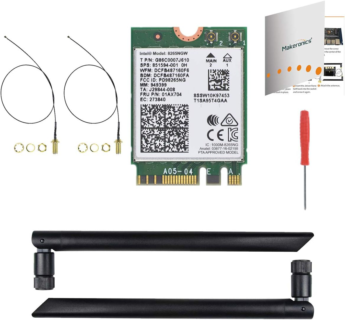 8265AC/8265NGW Wireless NIC Module M.2 NGFF for Jetson Nano Support 2.4Ghz / 5Gh