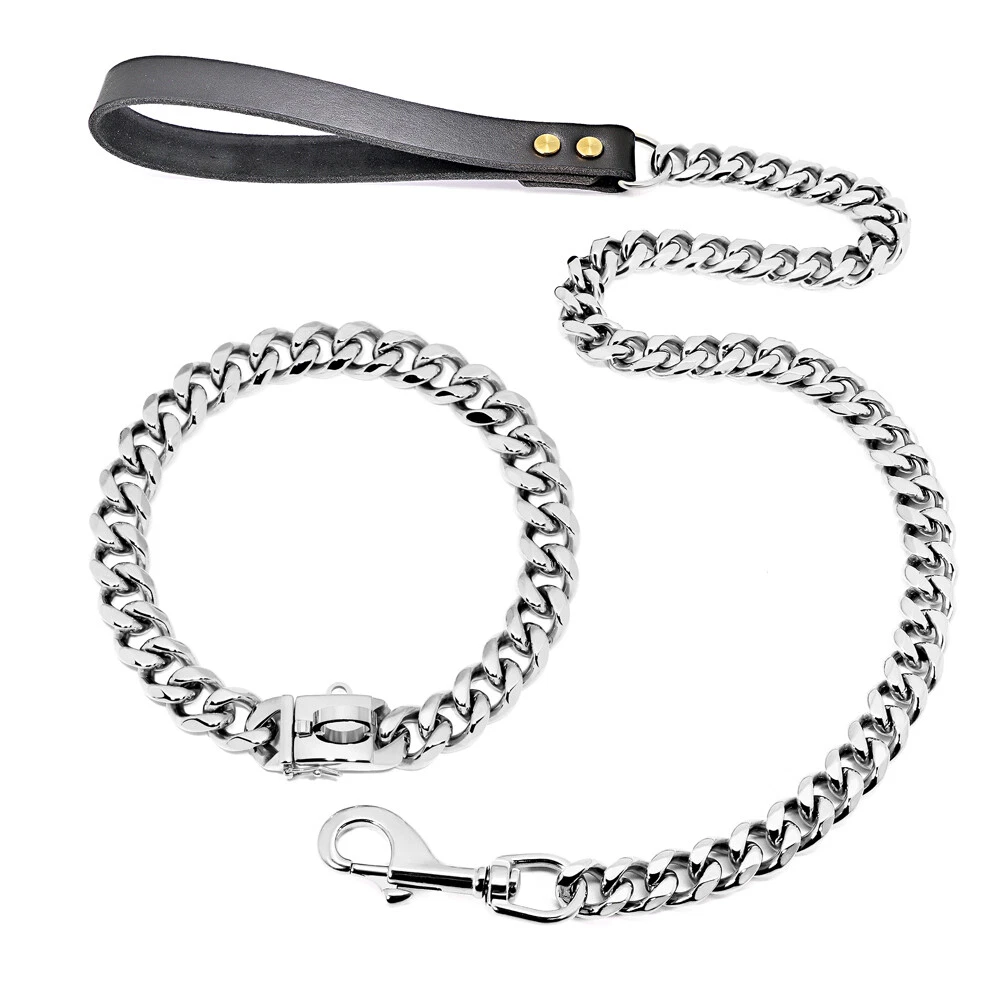 SILVER CUBAN LINK LUXURY DOG CHOKE CHAIN COLLAR – Swole Dogs