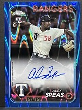 2024 Topps Chrome Alex Speas RayWave Blue Rookie Auto 052/150 #RA-ASP Rangers