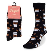 New Ladies COFFEE  COFFEE BEAN Crew Socks SHOE SIZE 4-10 Parquet Brand