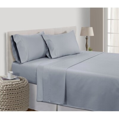 Addy Home Luxury 100% Egyptian Cotton 300 Thread Count King Sheet Set Silver