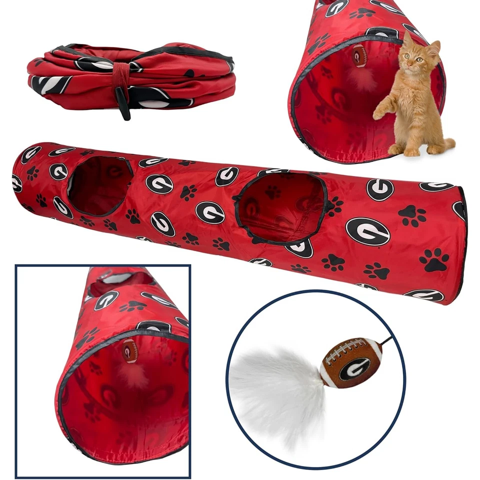 Pets First NCAA Cat Tunnel Tube Toy & Plush Football Toy Filled with Catnip - Image 2 of 4