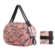 Reusable Foldable Shopping Bag Pink Waterproof Oxford Cloth Travel Beach Bag