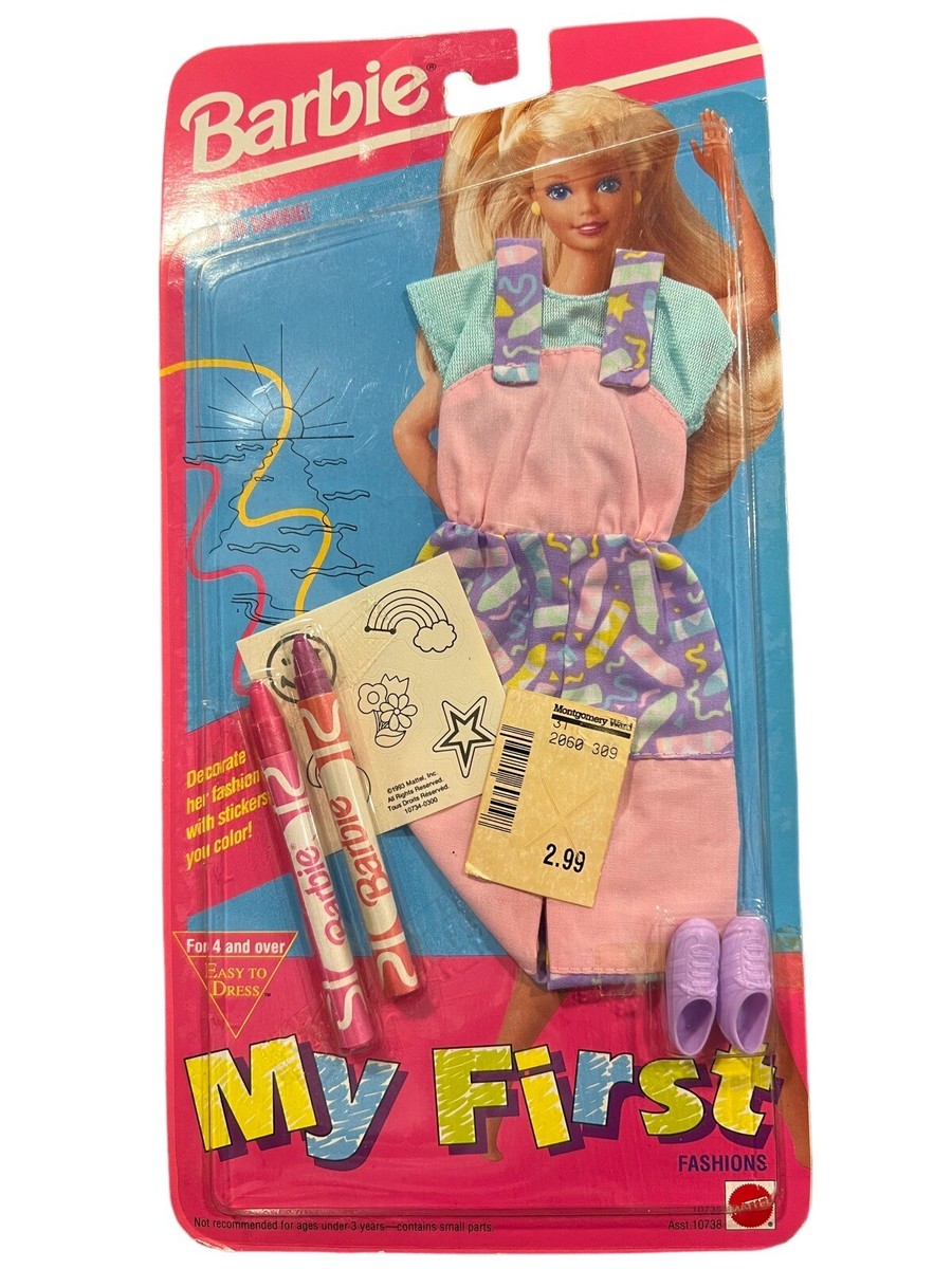 Vintage 1993 Barbie My First Fashions Outfit Shoes Crayons