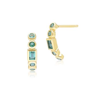 Klassische Smaragd Halb Eternity Creolen in 9 kt Gelbgold