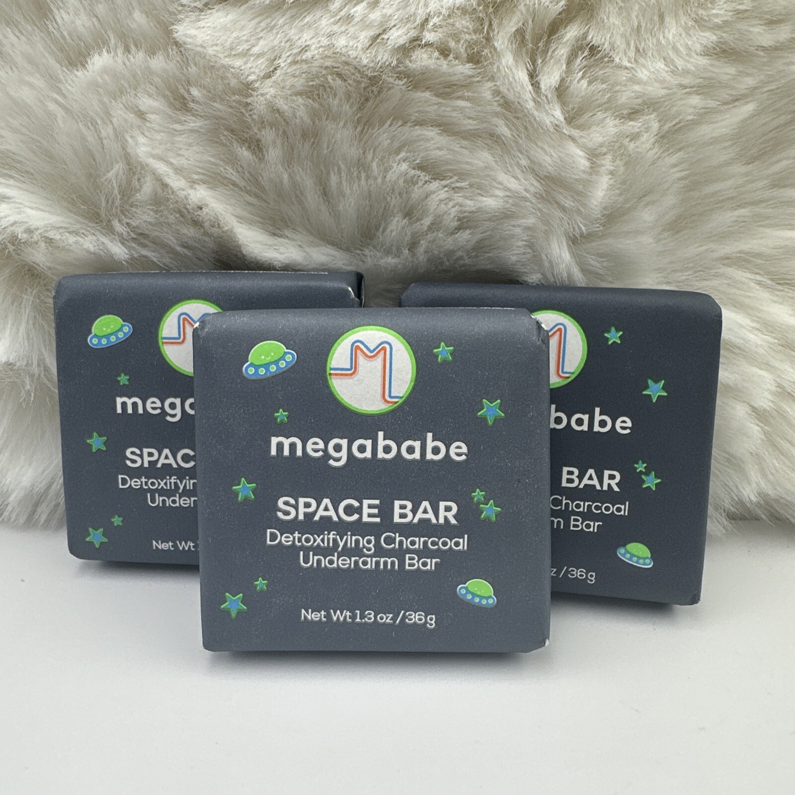 3 Pc Megababe Space Bar Detoxifying Charcoal Underarm Bar 36g/1.3oz Each New eBay