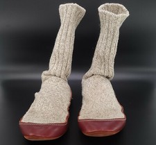 Acorn Men's 10.5 Women's 11.5 Brown Leather Rag wool Sock Tall Slippers Shoes