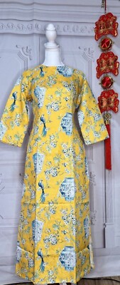 ao dai  cach tan rose pink ,yellow ,ao dai hong sen tay phong FINAL SALE