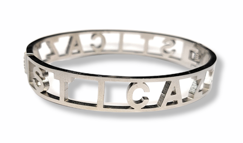 BRACCIALE STICAZZI RIGIDO DONNA ACCIAIO INOX 316L STRASS LUCIDO ANALLERGICO - Foto 4 di 6