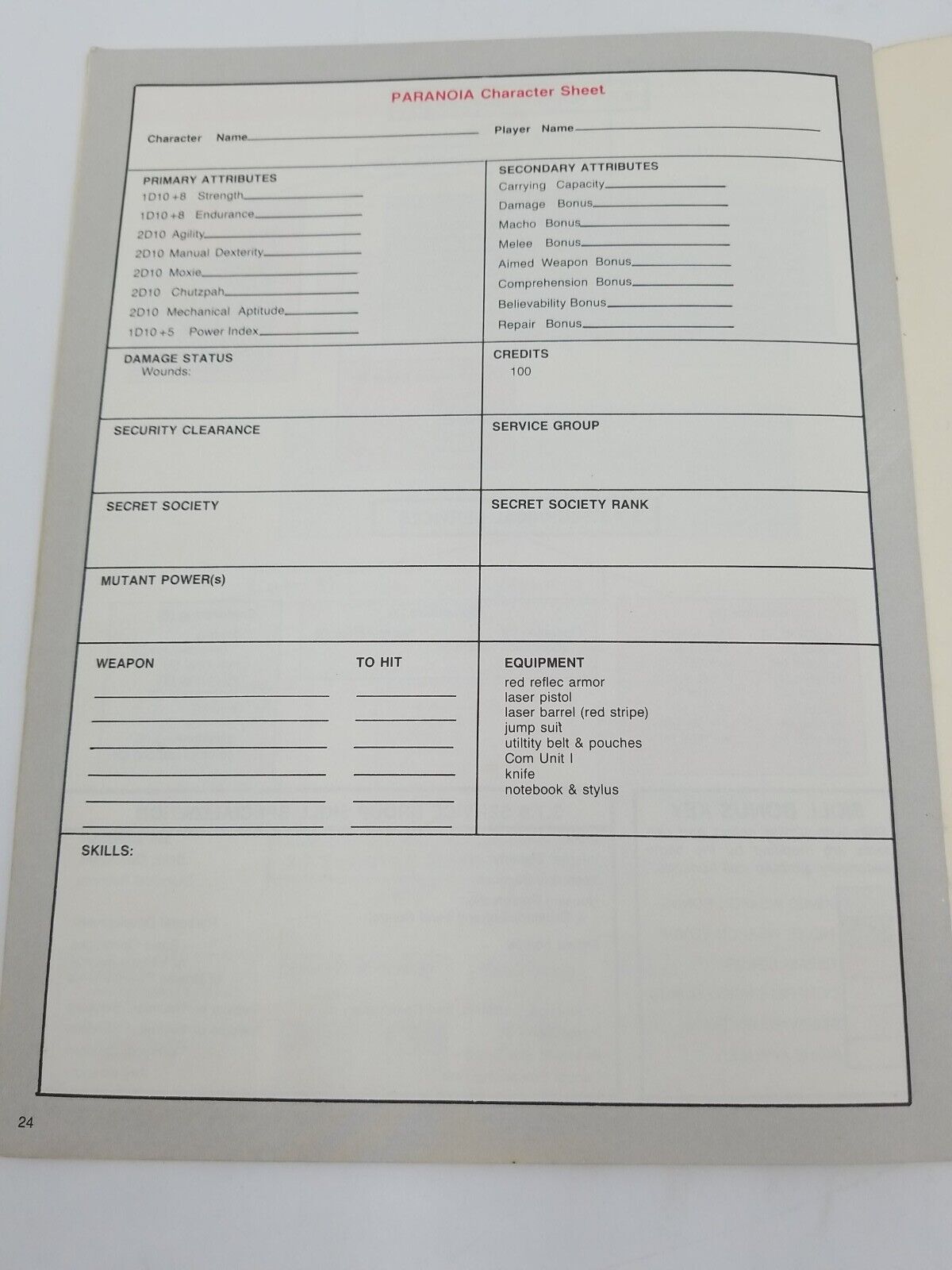 Paranoia - Player Handbook (1984, West End Games) - #98742 - Mindtaker  Miniatures