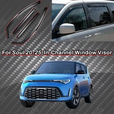 Fits Soul 2020-25 In-Channel Rain Guards Window Visors Wind Vent Side Deflectors