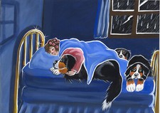 Bernese Mountain dog print 8 x 10 , "Dark and Stormy Night " Signed by artist