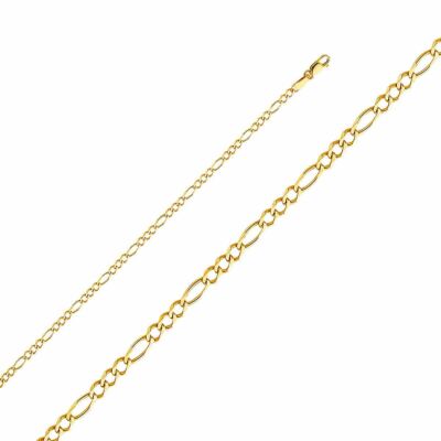 14 Karat massiv Gold 2,7 mm Figarokette, Karabinerverschluss
