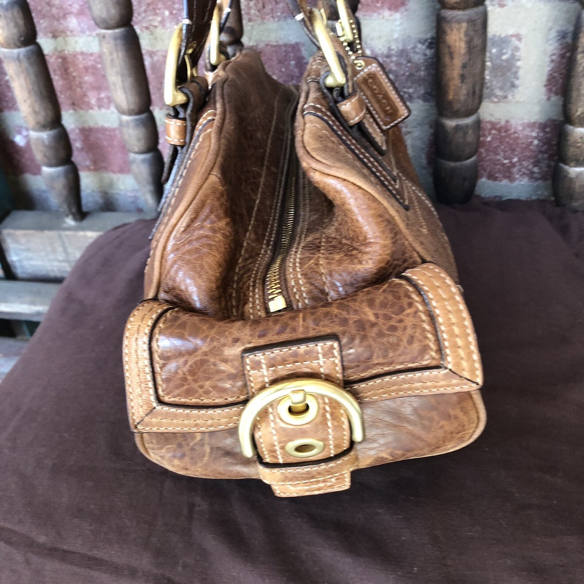 Coach Soho Braided Tobacco Brown Leather Tote Satchel Handbag