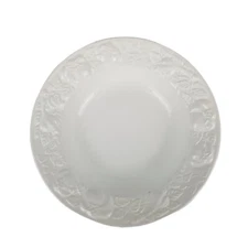 Over and Back White Pasta Large Serving Bowl 13.5" Embossed Vegetables Italy