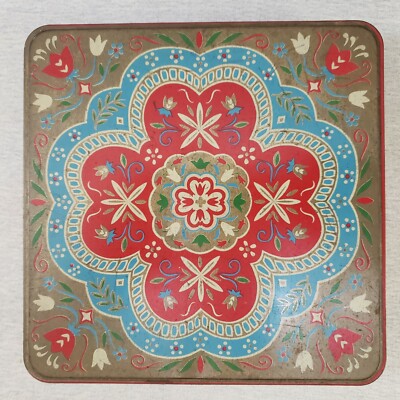 Arden Royal Selection Hard Candy Tin Square 8.25'' Decorative Metal Gold Vintage