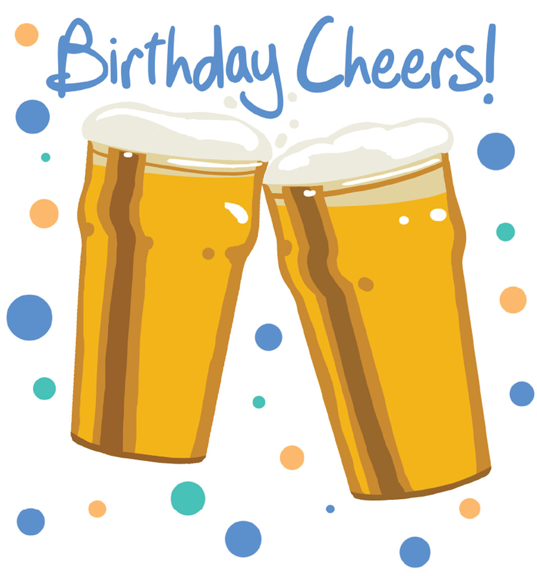 Colourful Beer Glasses and Birthday Cheers Card - Lucilla Lavender Greeting Card