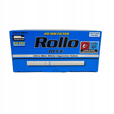 cigarette filter length Rollo BLUE Ultra Slim 6.5mm Empty Filter Tubes 20mm filter long 2x200  (400ct.)