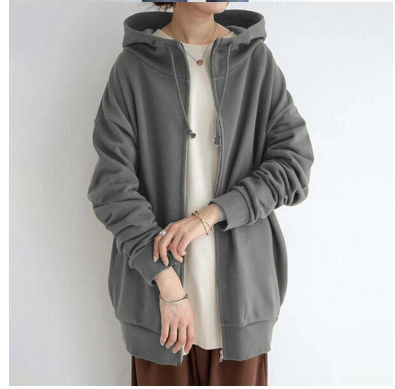 Women's Oversized Jacket Sweatshirt Warm Fleece Jumper Sweater Coat Hoodie Tops - Image 4 of 4