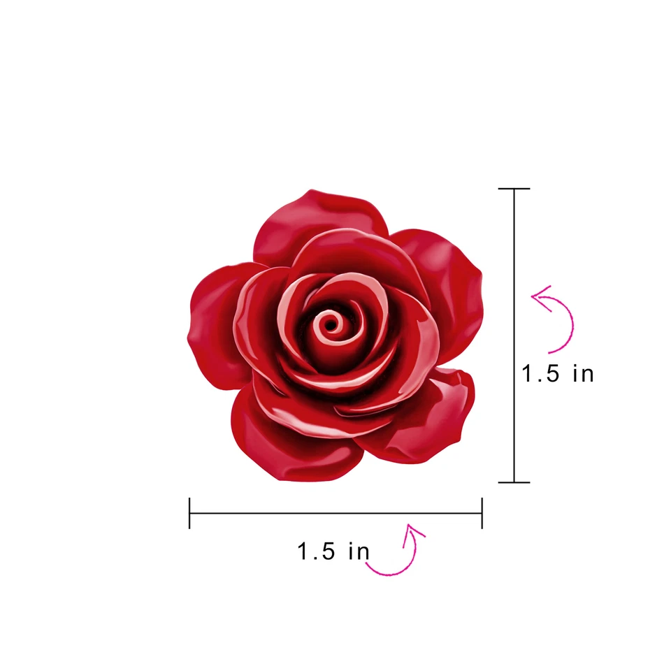 浪漫花卉绽放 3D 雕刻玫瑰胸针粉色蓝色黑色白色红色 — 第 4/4 张图片