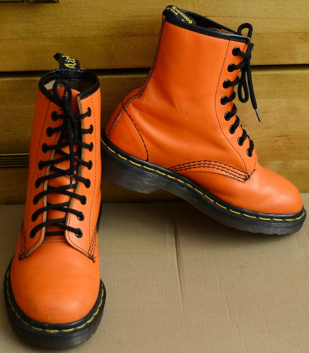 Dr Martens 1460 Smooth Leather Orange Shoes Made In England