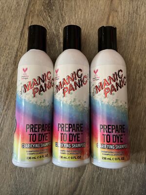 X3 Manic Panic PREPARE TO DYE Hair Color Clarifying Shampoo 8oz EA-SHIPS FREE