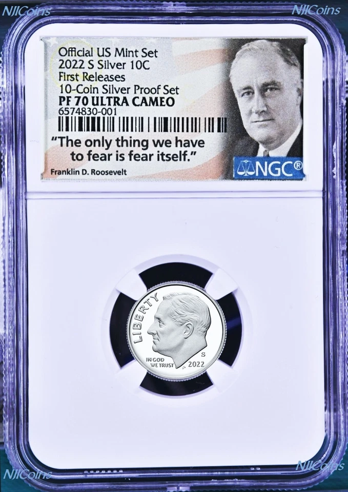 2022 US Mint 5 Coin Silver Proof SET Dime Cent Nickel $1 50c NGC PF70 FR - Image 4 of 4