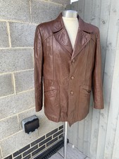 Berman’s Leather Blazer Jacket Soft 44” Vtg 70’s Notch Collar +the Originalliner