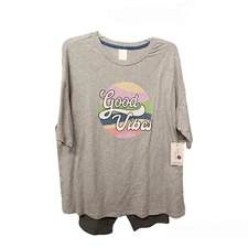 Secret Treasures Women's GOOD VIBES Bike Short Pajama Set-S (4-6)-Gray