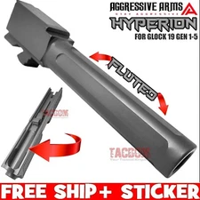 AGGRESSIVE ARMS HYPERION GREY PVD FLUTED STAINLESS Barrel GEN 1-5 GL0CK 19 9mm